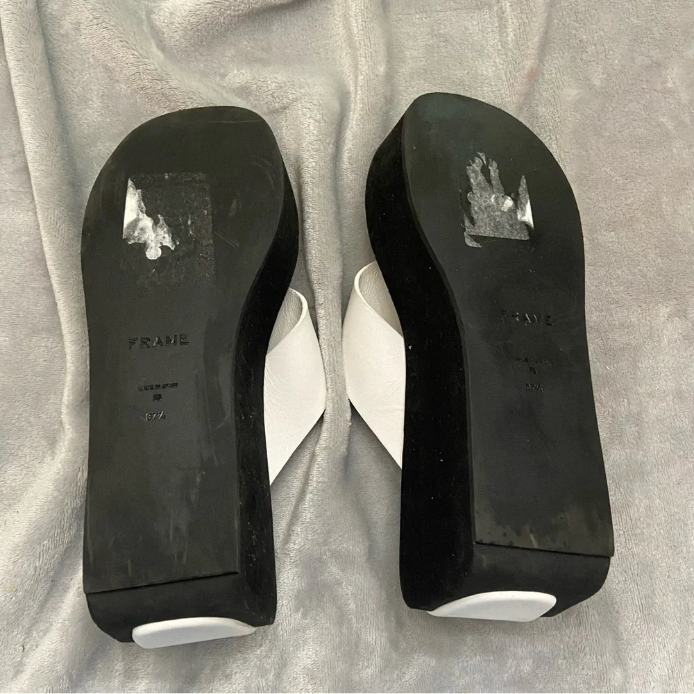 New! Frame Le Ocean chunky platform Wedge thong Sandals Size 37.5 white